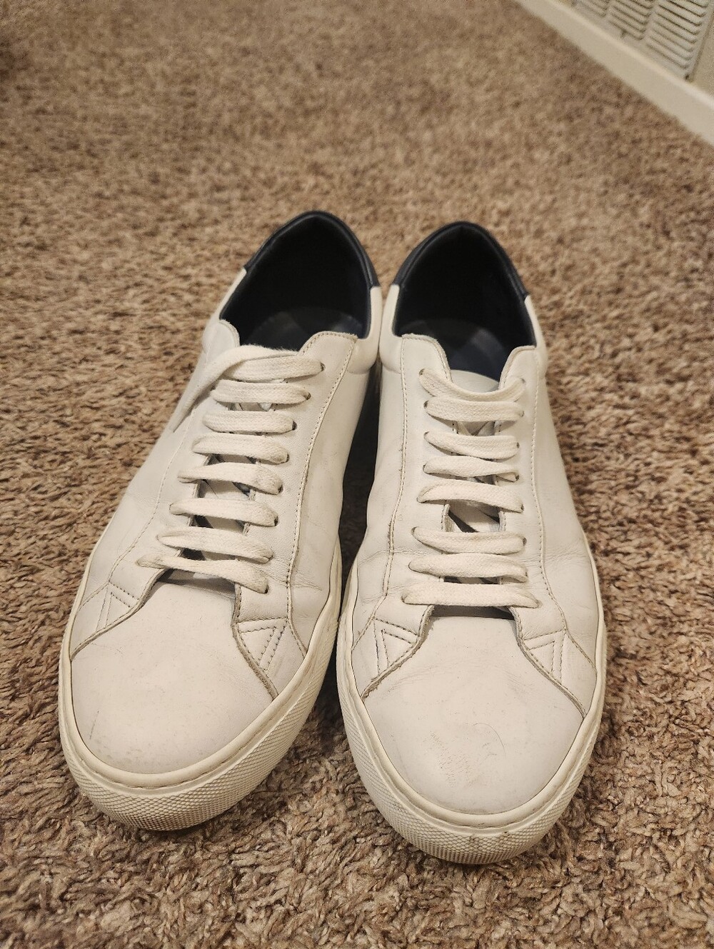 Givenchy Cream and Navy Leather Low-Top Sneakers